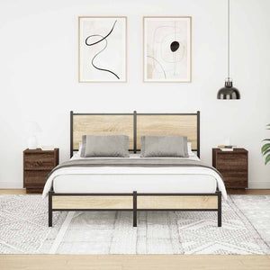 Sängbord med LED-lampor 2 st brun ek 38x34x50 cm