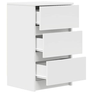 Sängbord med 3 lådor 2 st vit 39x35x65 cm