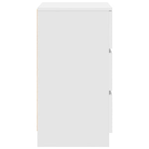 Sängbord med 3 lådor 2 st vit 39x35x65 cm