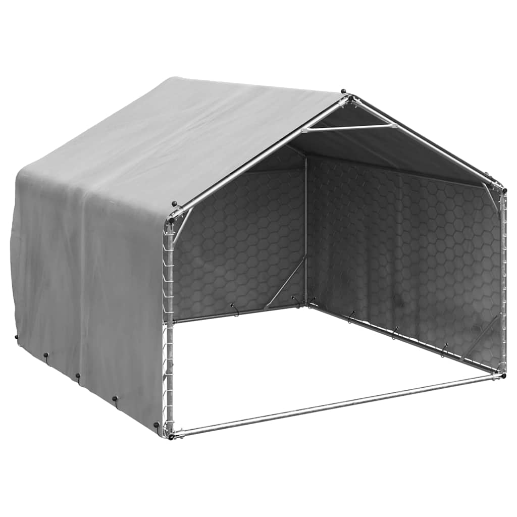 Hundkoja utomhus med överdrag 2x2x1,5 m galvaniserat stål
