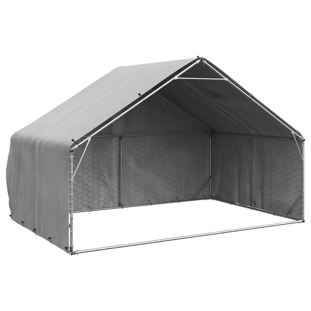 Hundkoja utomhus med överdrag 3x2x1,9 m galvaniserat stål