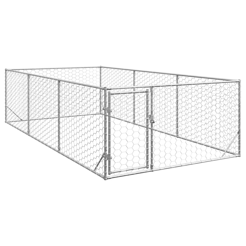 Hundkoja utomhus med dörr 2x4x1 m galvaniserat stål