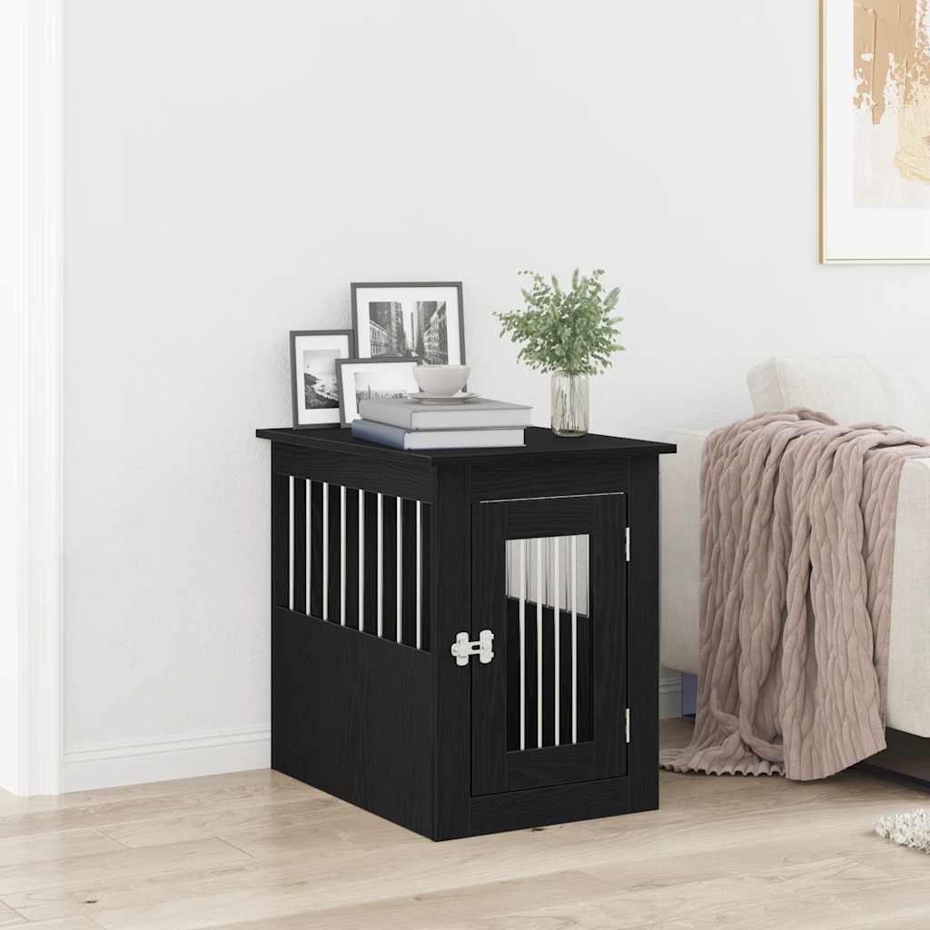 Hundbursmöbler svart ek 45x62x59 cm konstruerat trä
