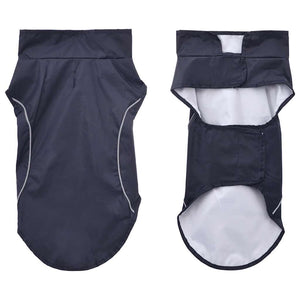 Regnrock för hundar med reflekterande remsor polyester marinblå