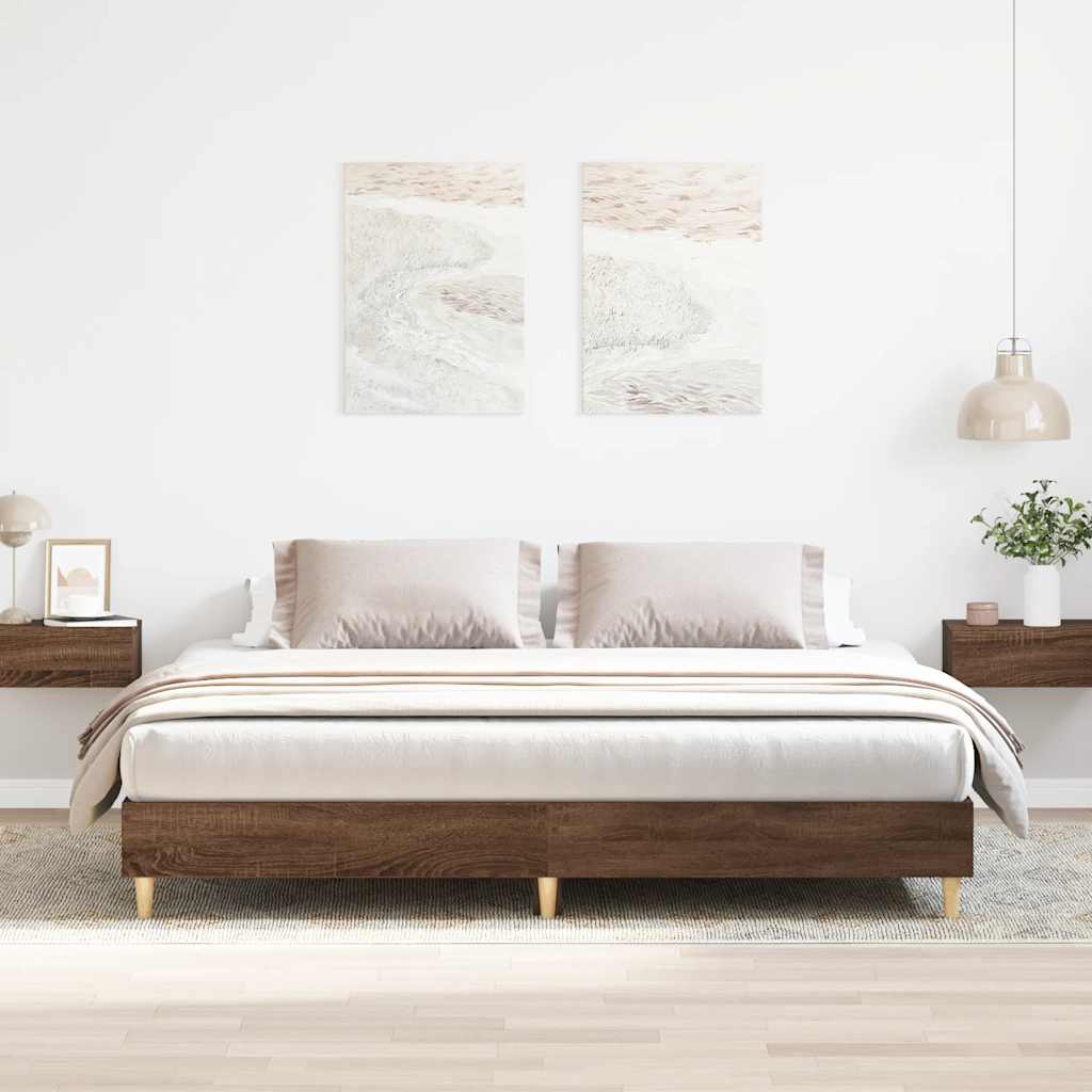 Sängram utan madrass brun ek 160x200 cm konstruerad trä