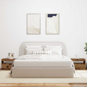 Sängbord med LED-lampor gammalt trä 60x35x40cm konstruerat trä