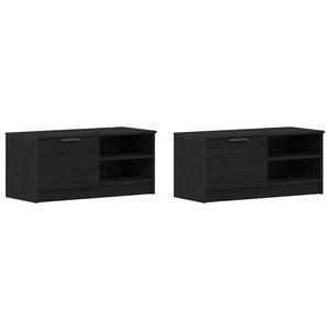 TV-skåp 2 pcs Svart Ek 80 x 35 x 36,5 cm Konstruerat trä
