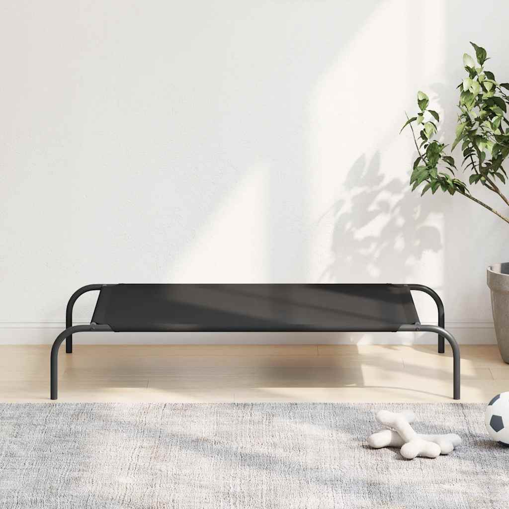 Förhöjd hundsäng svart 110x65x20 cm oxfordtyg och stål