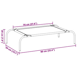 Förhöjd hundsäng grå 90x50x20 cm textilene och stål