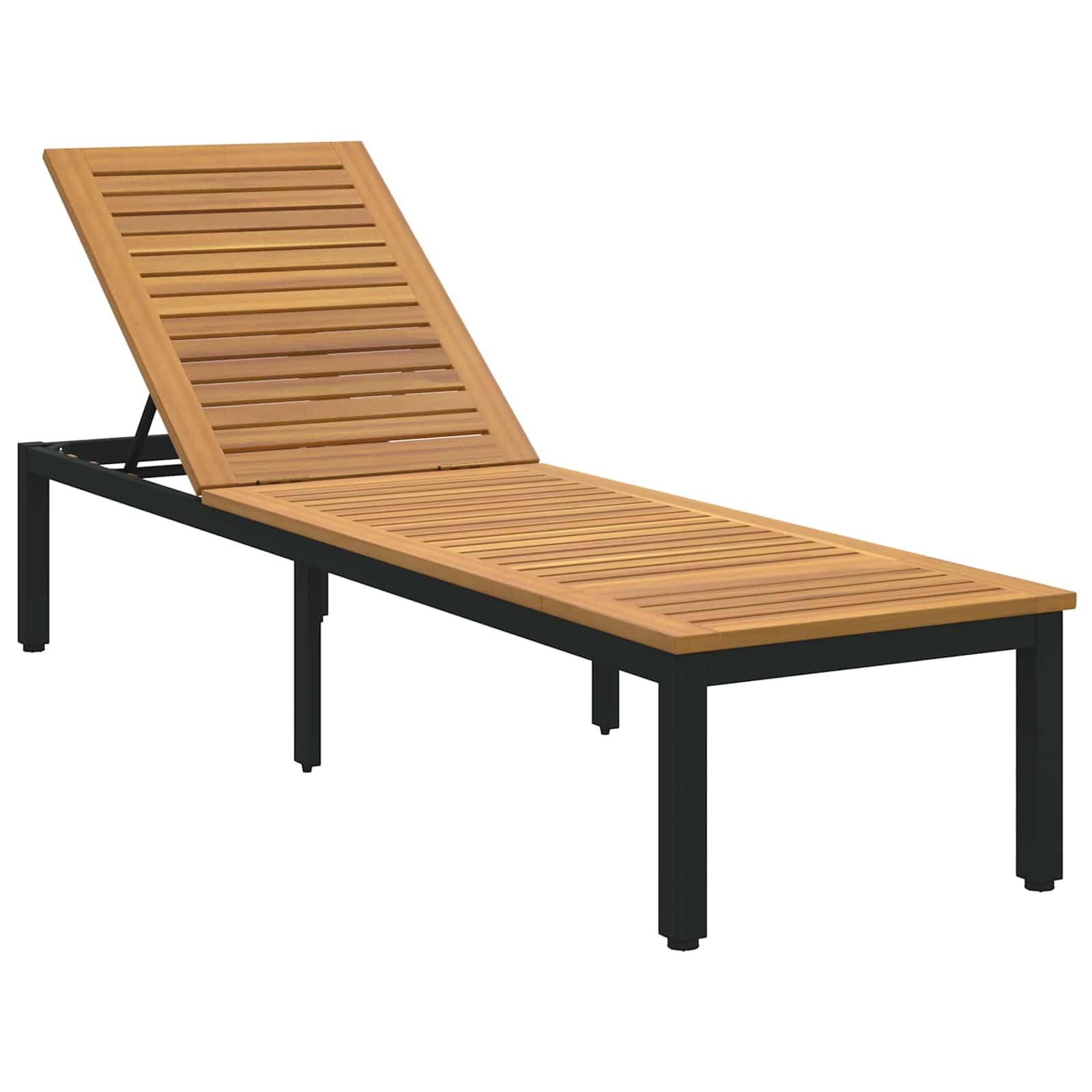 Solsäng Reclining Svart 200 x 55 x 35 cm Massivt Akaciaträ