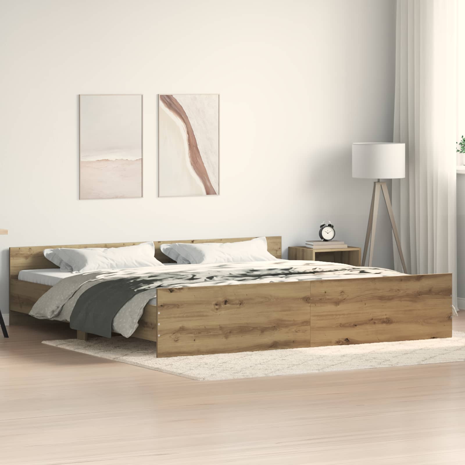 Sängram Artisan Ek 203 x 203 x 50 cm Konstruerat trä