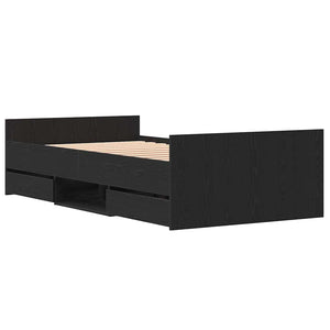 Sängram med huvudgavel Svart ek 90 x 190 cm Konstruerat trä