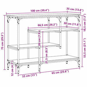 Konsolbord med hylla med lagring artisan ek 100 x 35 x 75 cm