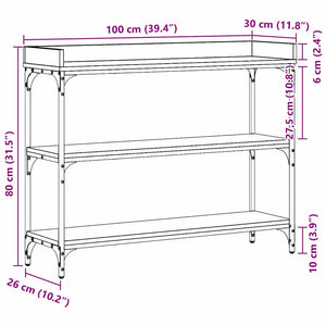 Konsolbord med hylla med lagring Gammalt trä 100 x 30 x 80 cm