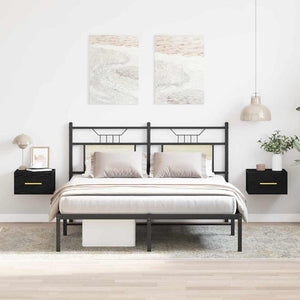 Nattduksbord 2 pcs Svart Ek 35 x 35 x 20 cm Konstruerat trä