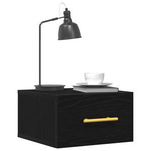 Nattduksbord 2 pcs Svart Ek 35 x 35 x 20 cm Konstruerat trä