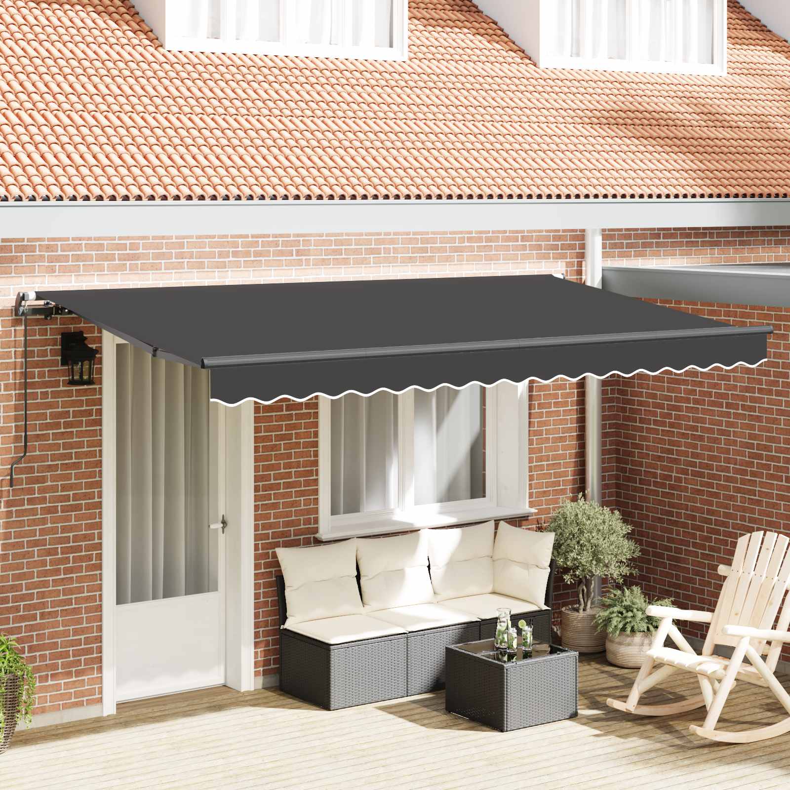 Utfällbar markis Antracit 350 x 200 cm tyg