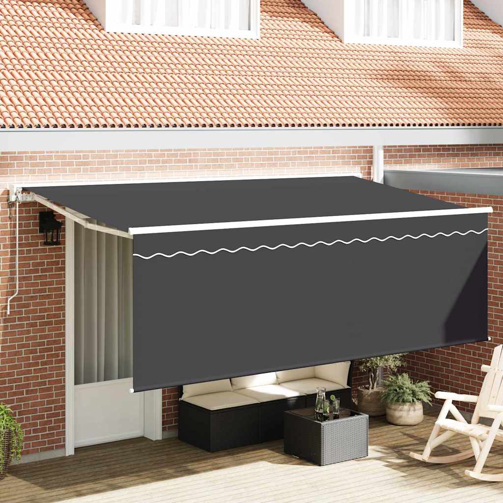 Utfällbar markis Antracit 350 x 200 cm Polyester och aluminium
