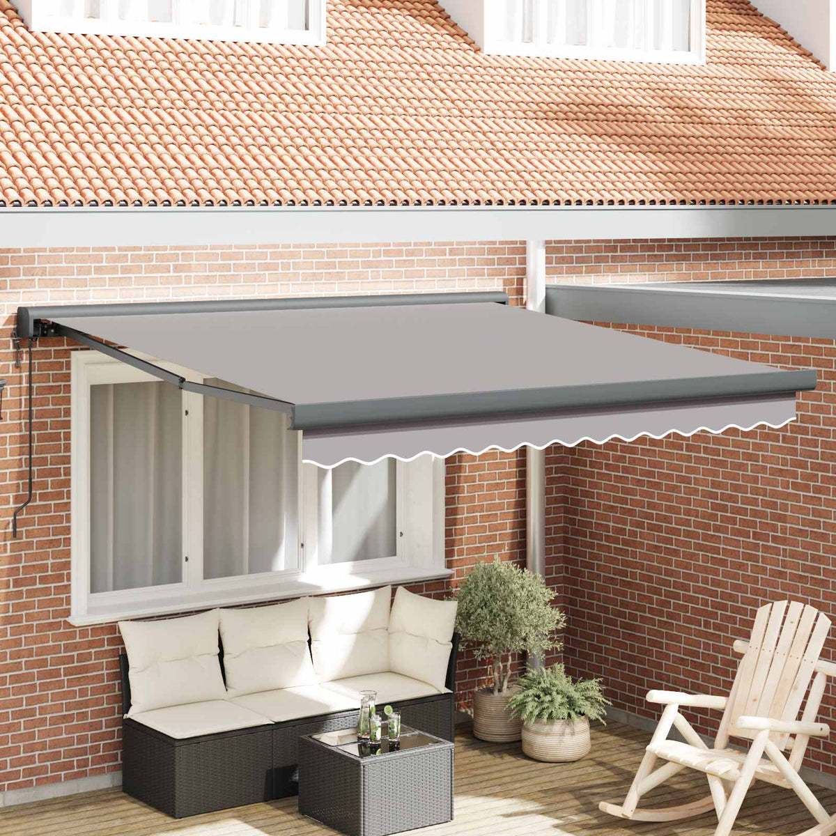 Utdragbar markis Ljusgrå 350 x 250 x 165 cm Tyg och Metall