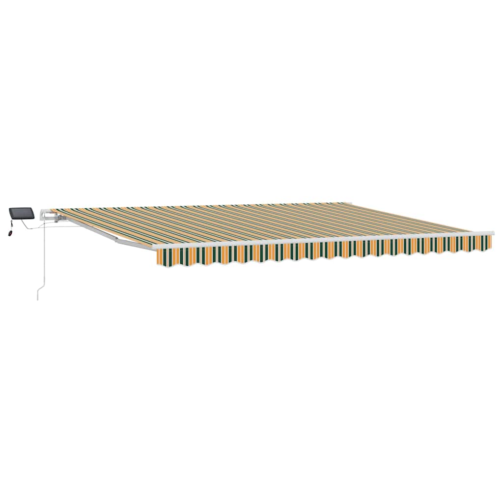Utdragbar markis Grön och gul 450 × 300 cm Duk och Aluminium