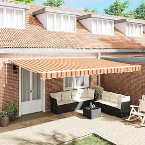 Utfällbar markis Gul och Orange 500 × 350 cm Tyger och Stål