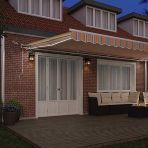 Utfällbar markis med LED -remsljus Flerfärgsdesign 600 × 300 cm