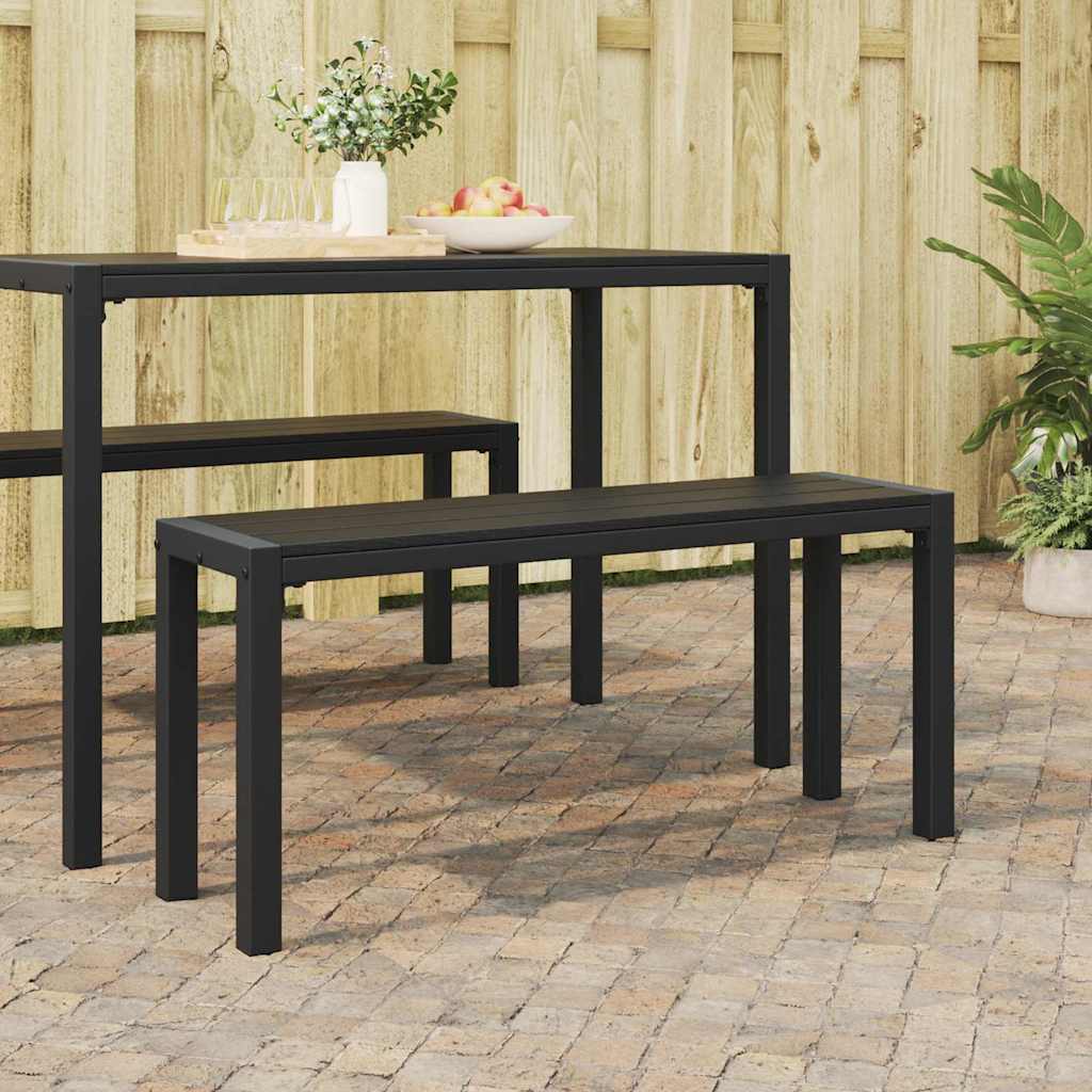 Trädgårdsbänk Svart 100 x 28 x 45cm Stål
