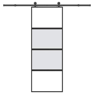 Skjutdörr med beslagset härdat glas och aluminium 76x205 cm