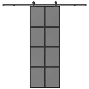 Skjutdörr med beslagset härdat glas och aluminium 76x205 cm