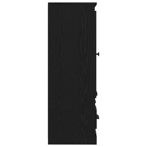 Högskåp med låda Svart Ek Konstruerat trä