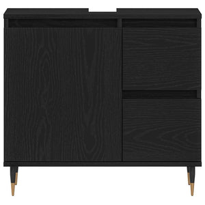 Badrumsmöbelset med låda 3 pcs Svart Ek 30 x 30 x 190 cm