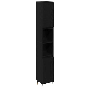 Badrumsmöbelset med lagring 3 pcs Svart Ek 30 x 30 x 190 cm