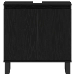 Badrumsmöbelset 3 pcs Svart Ek Konstruktions trä och metall