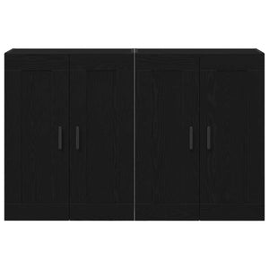 Väggmonterat skåp Väggmonterad 2 pcs Svart Ek 69,5 x 34 x 90 cm