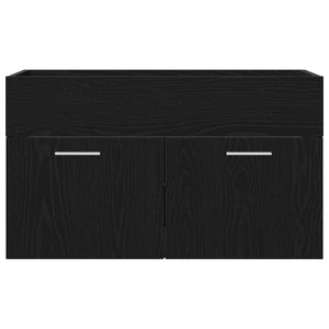 Badrumsskåp med låda Svart Ek 80 x 38,5 x 46 cm Konstruerat trä