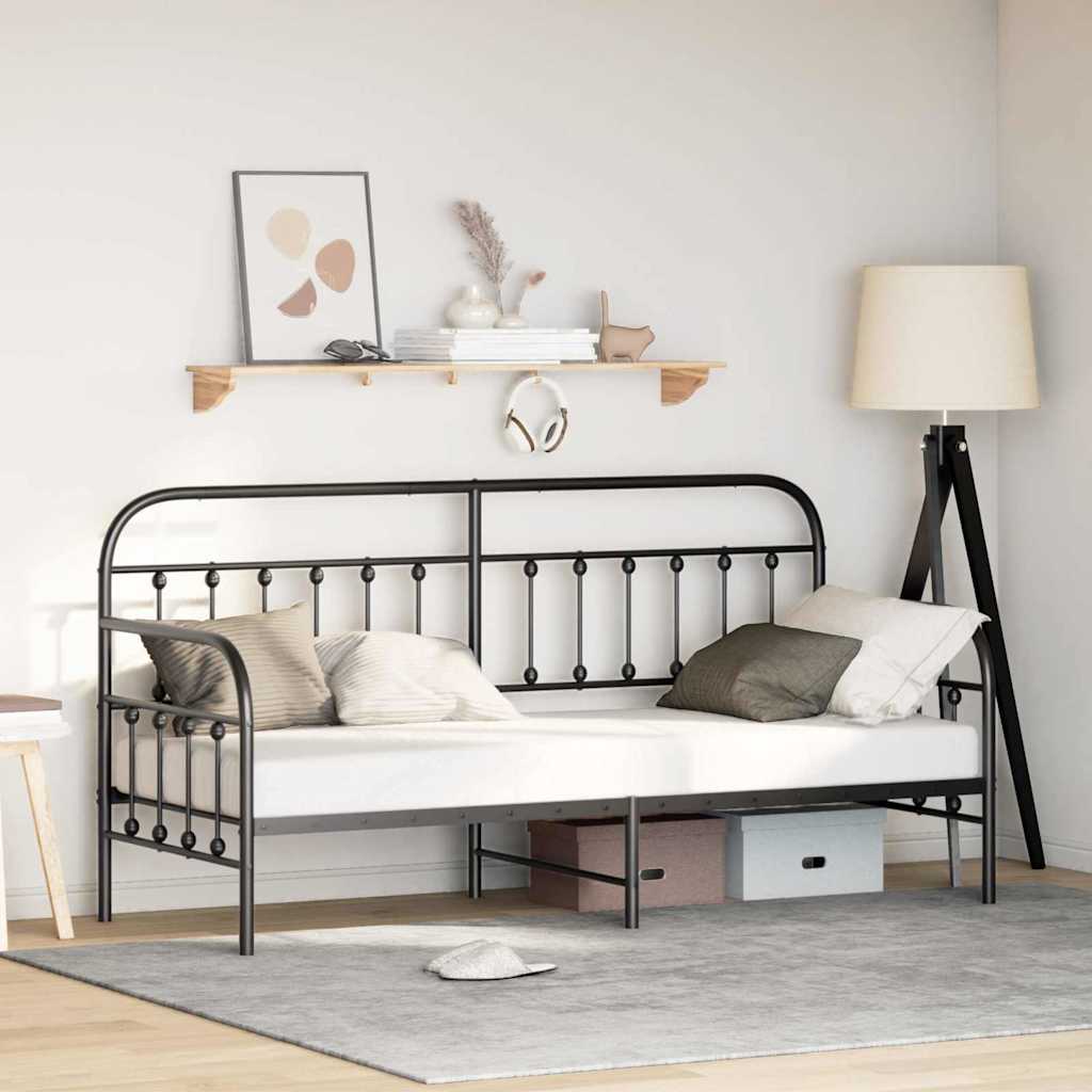 Dagbäddram Svart 75 x 190 cm Pulverlackerat stål