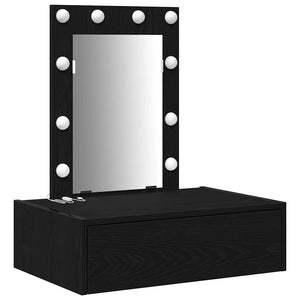 Smyckebord med låda Svart 60 x 40 x 70 cm Konstruerat trä