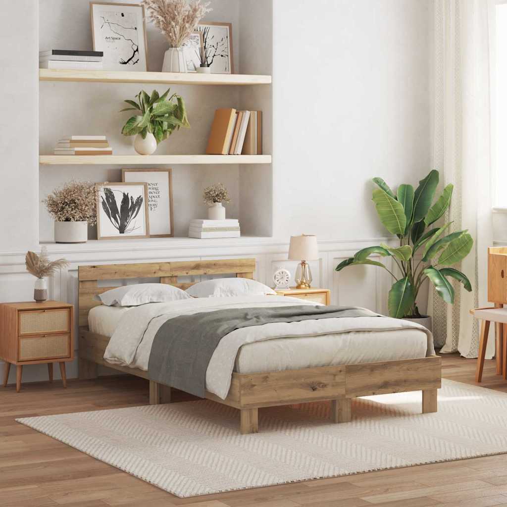 Sängram med huvudgavel Artisan Ek 135 x 190 cm Konstruerat trä