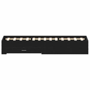 Sängram med lådor Svart ek 120 x 190 cm Konstruerat trä