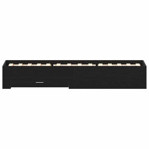 Sängram med låda Svart Ek 90 x 190 cm Konstruerat trä