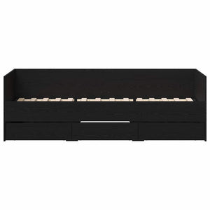 Sängram med Lådor med låda Svart ek 90 x 190 cm Konstruerat trä