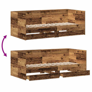 Sängsoffa med låda Gammalt trä 90 x 200 cm Konstruerat trä