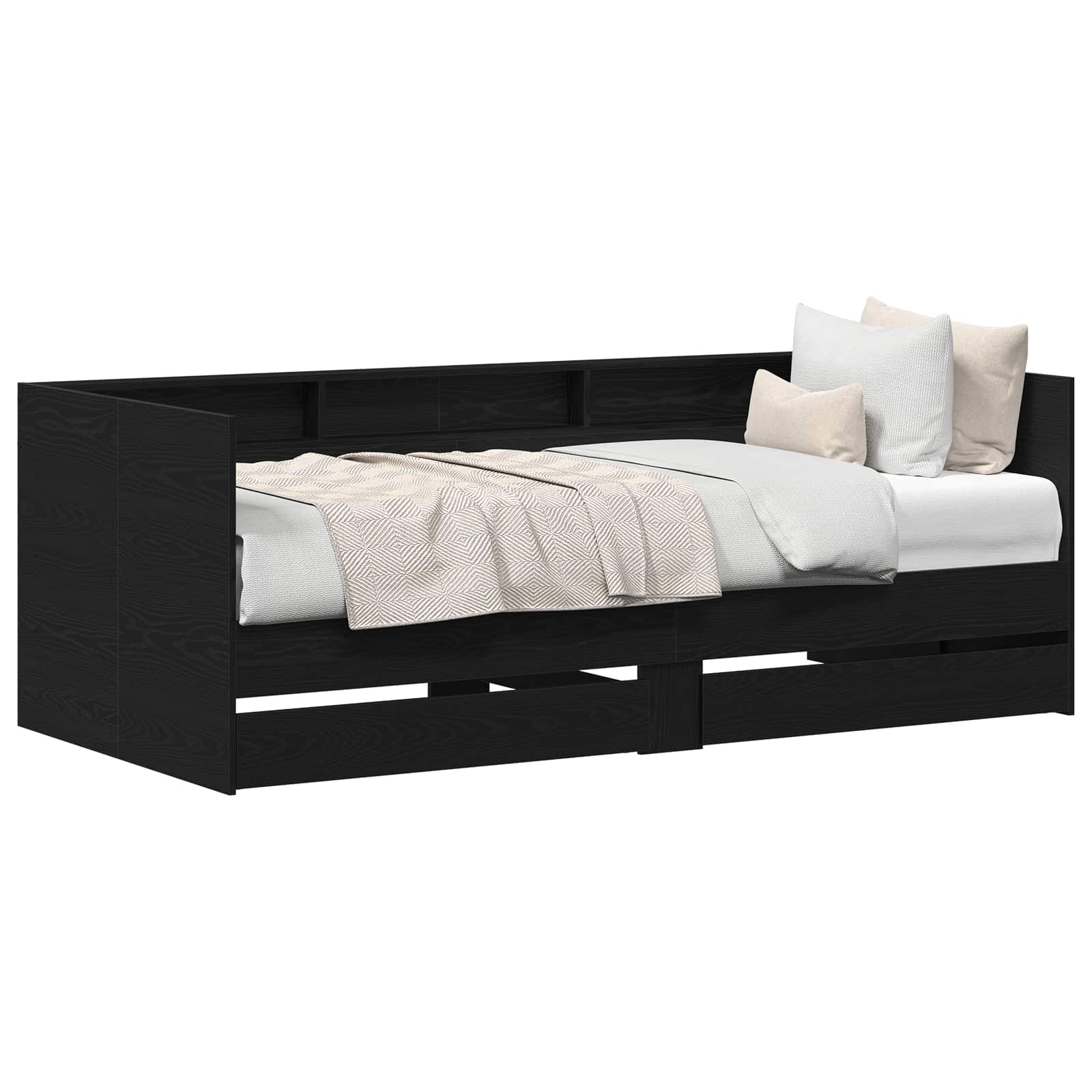 Sängsoffa med låda Svart Ek 90 x 200 cm Konstruerat trä