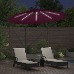Parasoll med LED -remsljus Bordeaux Röd 294 x 294 x 248 cm