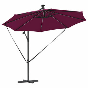 Parasoll med LED -remsljus Bordeaux Röd 294 x 294 x 248 cm