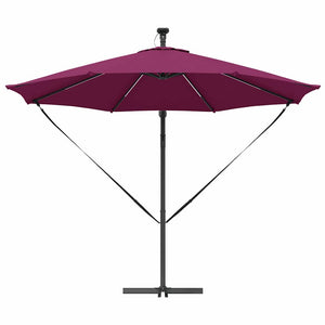 Parasoll med LED -remsljus Bordeaux Röd 294 x 294 x 248 cm