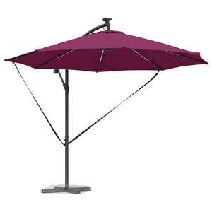 Parasoll med LED -remsljus Bordeaux Röd 294 x 294 x 248 cm