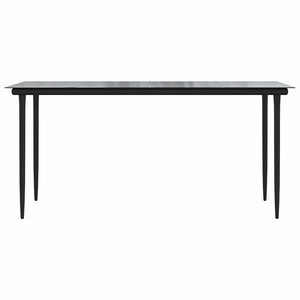 Matgrupp för trädgård med dynor 5 delar svart polyrotting glas