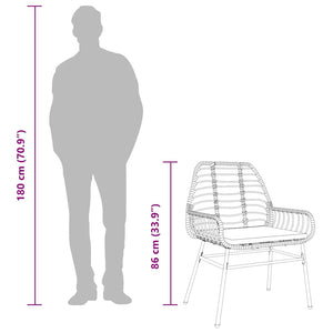 Matgrupp för trädgården med dynor 7 delar brun polyrotting glas