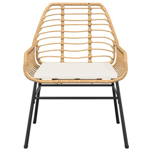 Matgrupp för trädgård med dynor 9 delar brun polyrotting glas